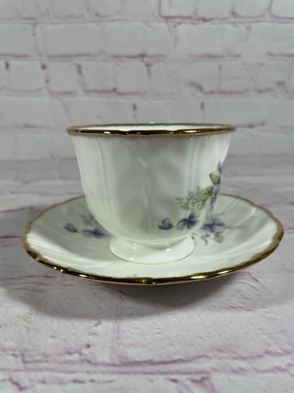 Vintage Royal Stanley Purple Pansies Teacup and Saucer Set England